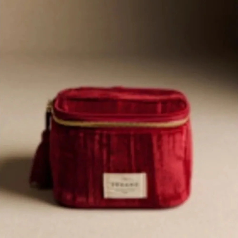 Sezane red velvet vanity case